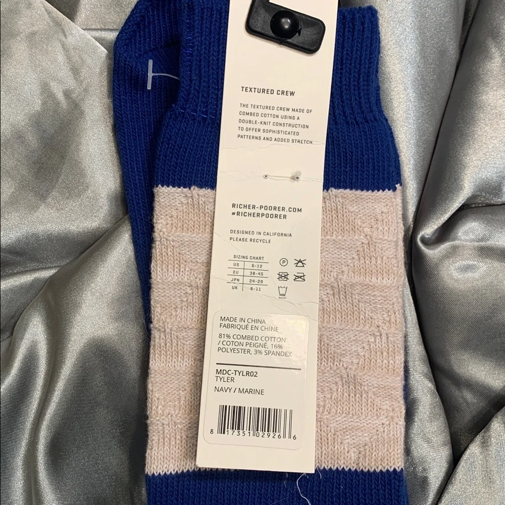 🌹Richer Poorer • New Men' Blue and Cream Double Knit Casual Socks! Cool Daddy!!